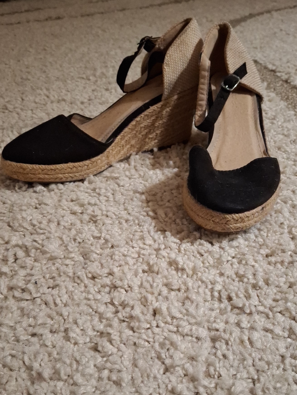 Windsor Black Espadrille Wedge Ankle-Strap Sandals